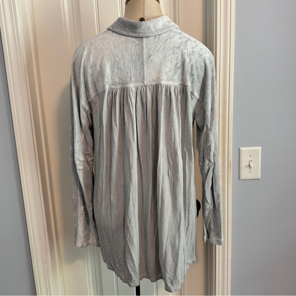 XCVI Medium Gray Velvet & Suede Feel Tunic Top ~ Minimalist Lagenlook Casual - Picture 2 of 8